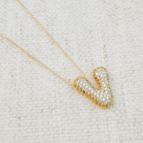 Crystal Bubble Initial Necklace