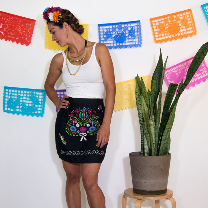 Mexican Embroidered Mini Skirt