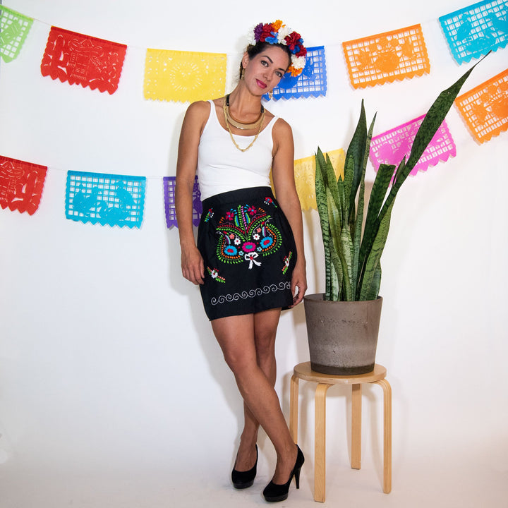 Mexican Embroidered Mini Skirt