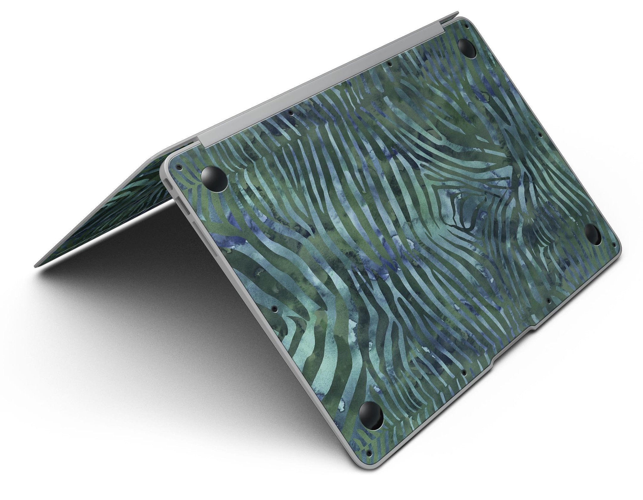 Deep Green and Blue Watercolor Zebra Pattern - MacBook Air Skin Kit