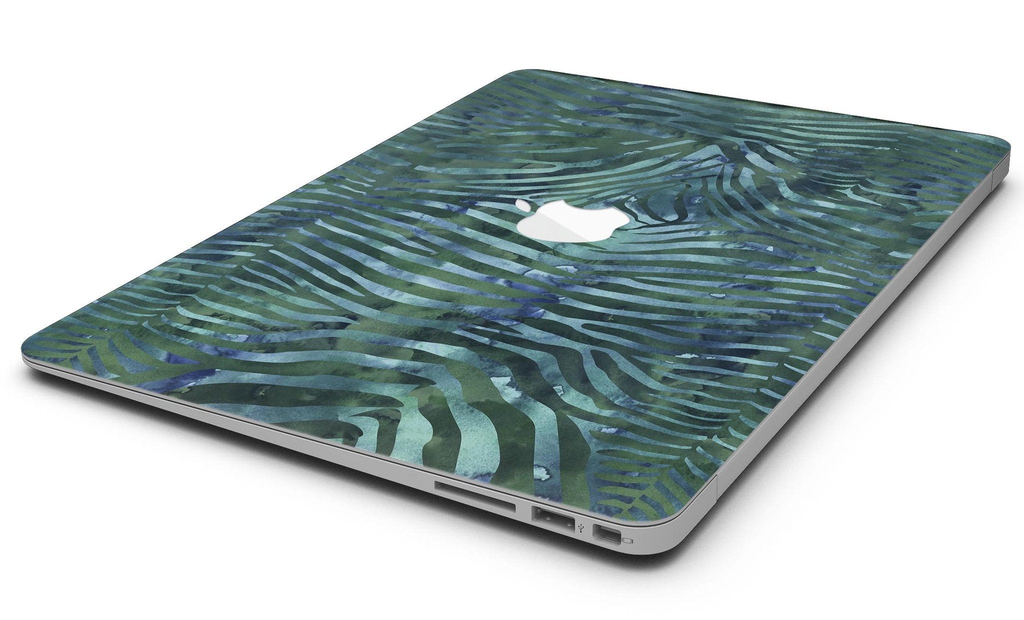Deep Green and Blue Watercolor Zebra Pattern - MacBook Air Skin Kit