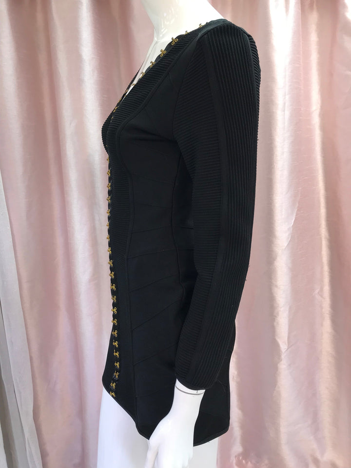 Edgy Bodycon Hooks Mini Dress
