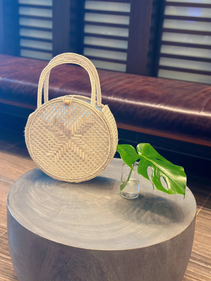 Artisan Straw X Rounded Clutch Bag