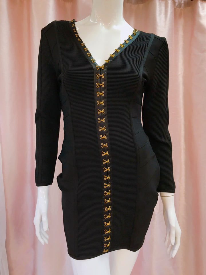 Edgy Bodycon Hooks Mini Dress