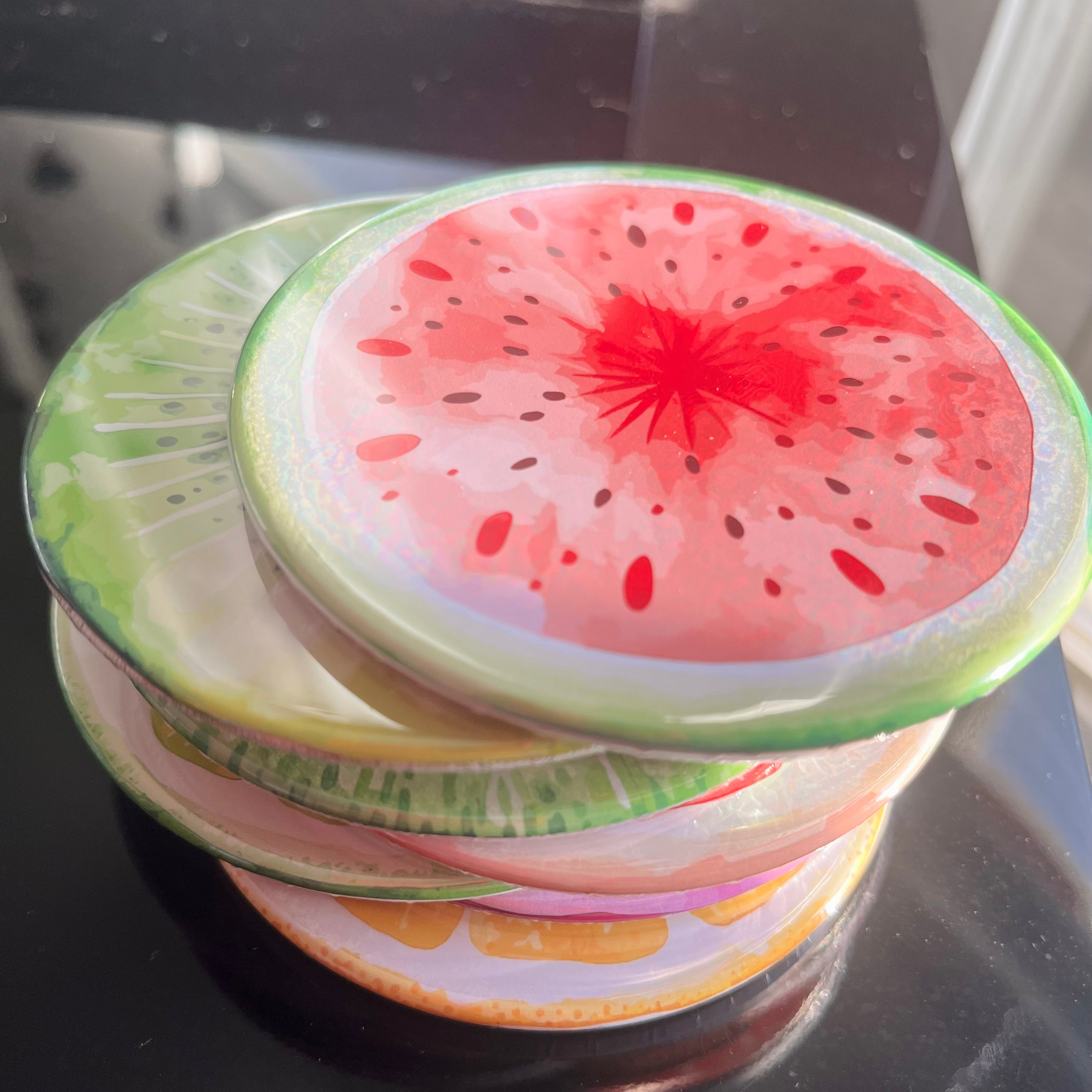 SET OF (8) 3.5" FRUIT BUTTON COASTERS