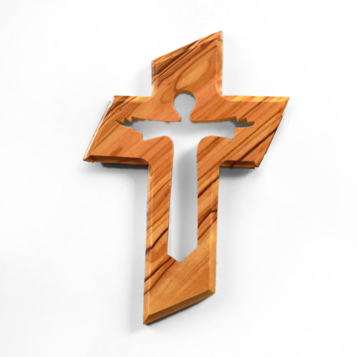 Olivenholz Wandkreuz mit dem Auferstandenen Jesus