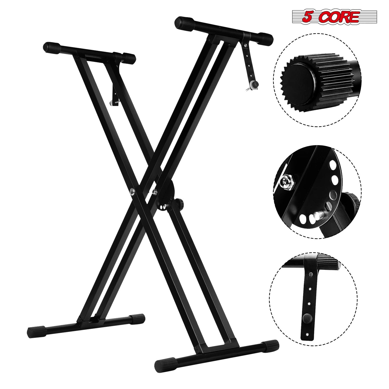 5Core Keyboard Stand Double X Style Adjustable Lift Piano Riser For 49