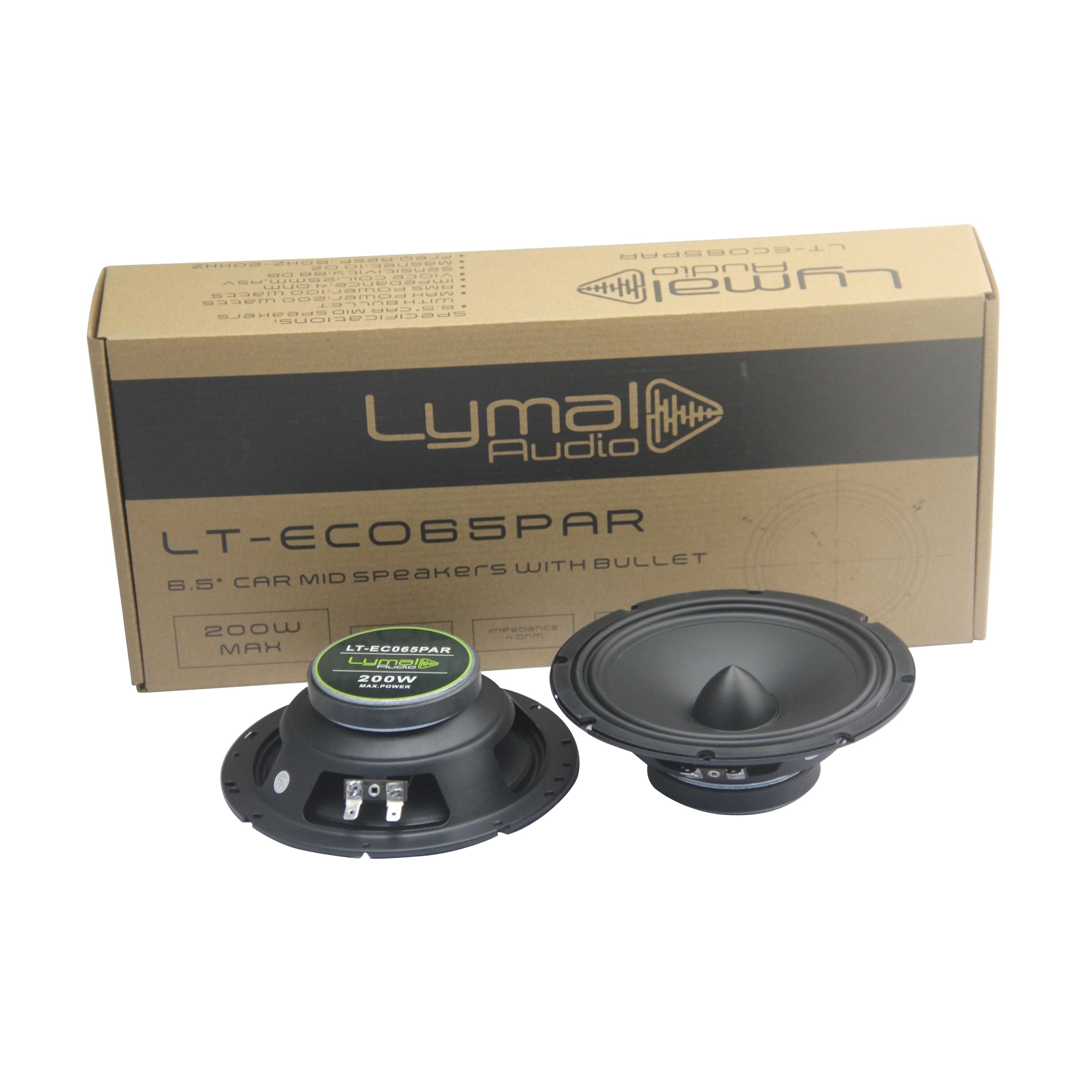 LT-ECO65PAR 6.5" Mid Car Audio Speakers with Bullet