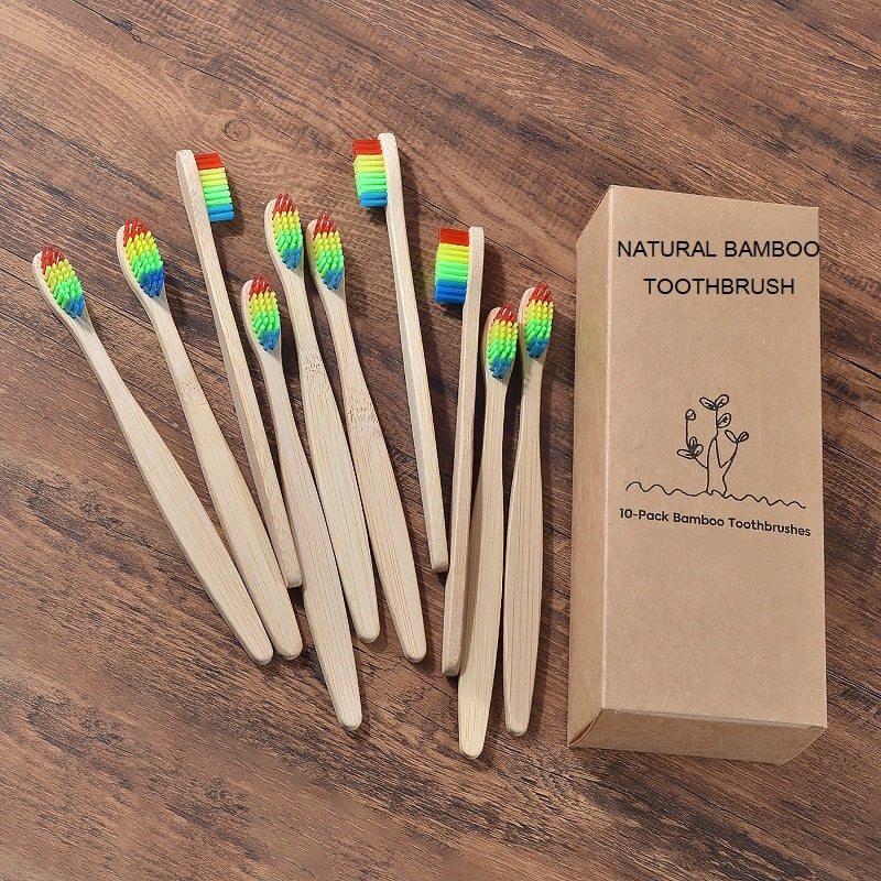 New design mixed color bamboo toothbrush Eco
