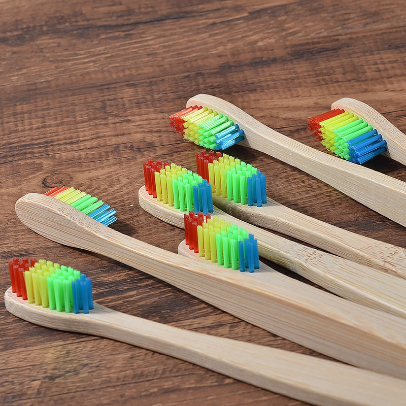 New design mixed color bamboo toothbrush Eco