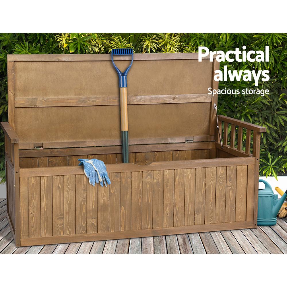 Gardeon Outdoor Storage Bench Box 129cm Wooden Garden Toy Chest Sheds