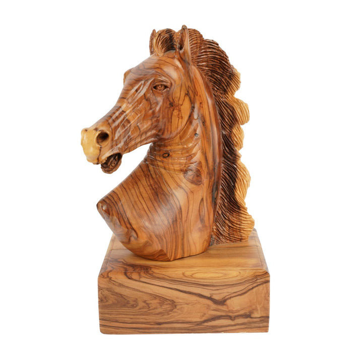 Handgeschnitzter Pferdekopf aus Olivenholz (groß) – Exklusive