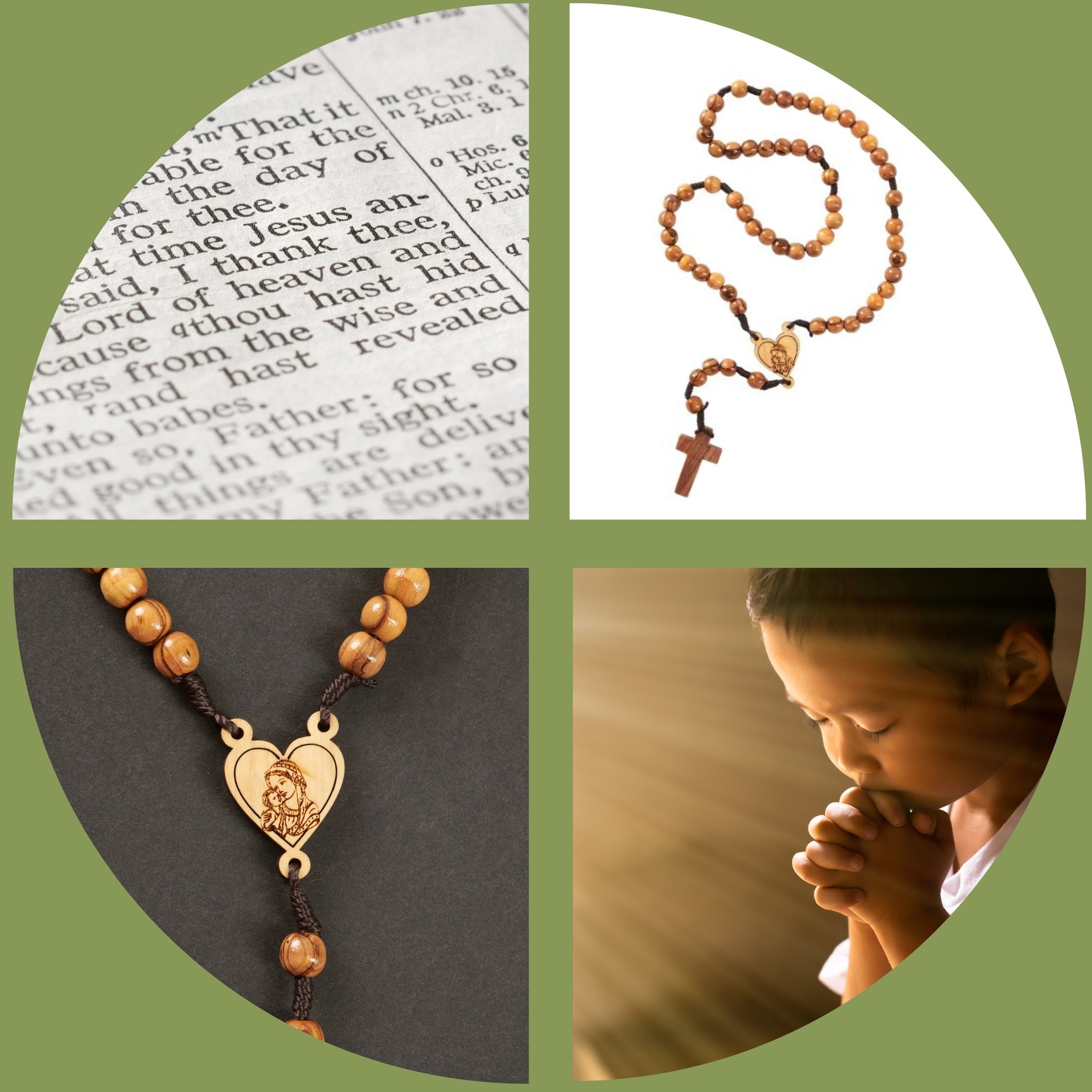 Rosenkranz mit Herz und Maria aus Olivenholz