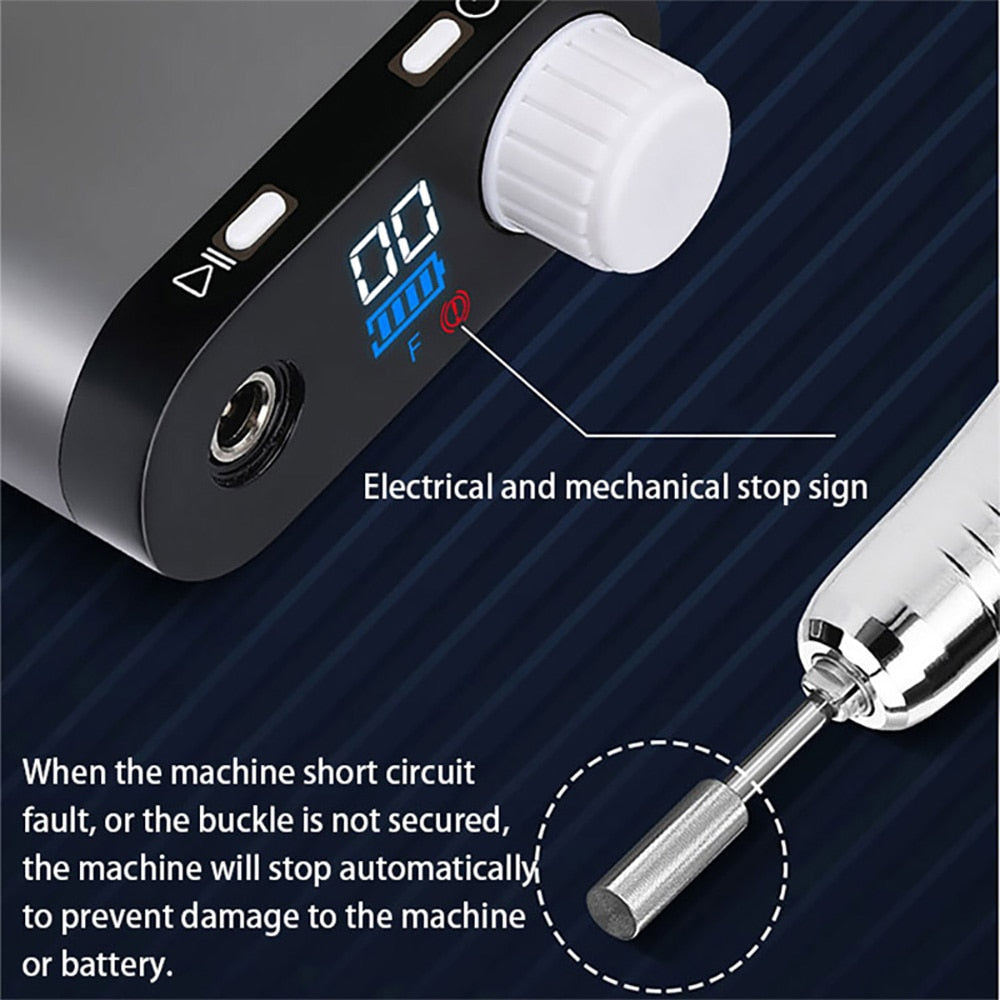 35000RPM Electric Nail Drill Rechargeable USB Nail Manicure Machine