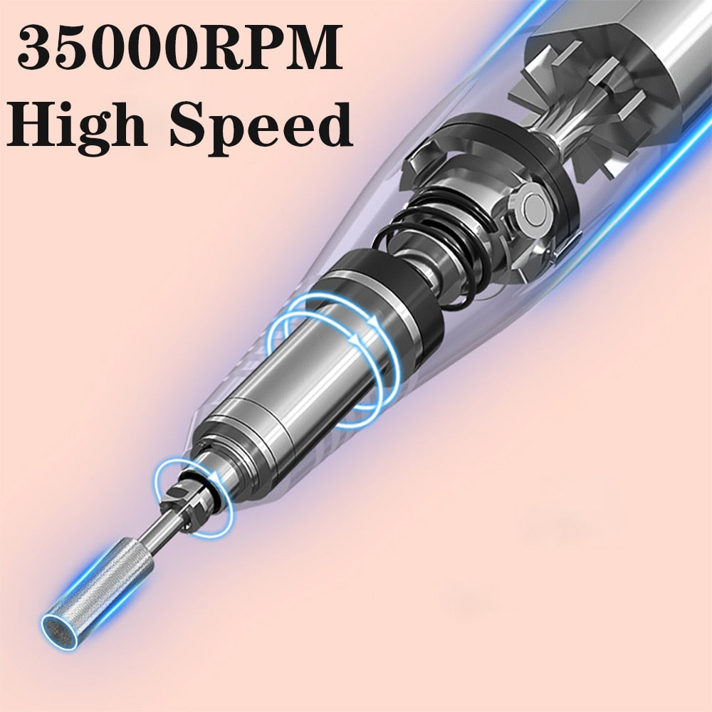 35000RPM Electric Nail Drill Rechargeable USB Nail Manicure Machine
