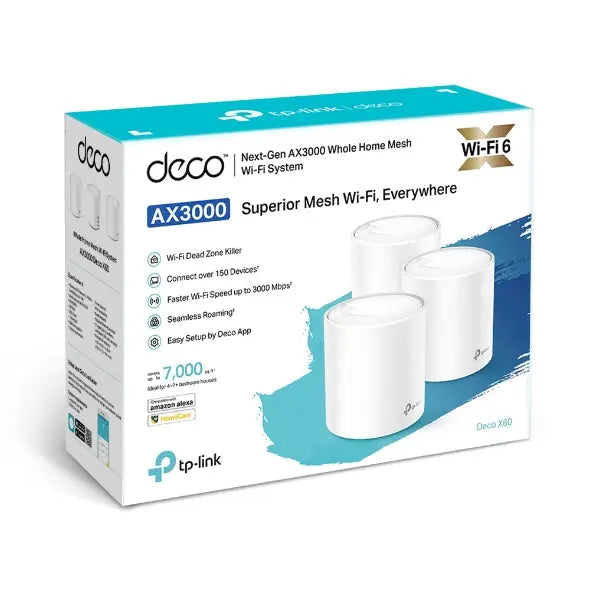 TP-LINK Deco X60 (3-pack) AX3000 Whole Home Mesh Wi-Fi System (WIFI6),