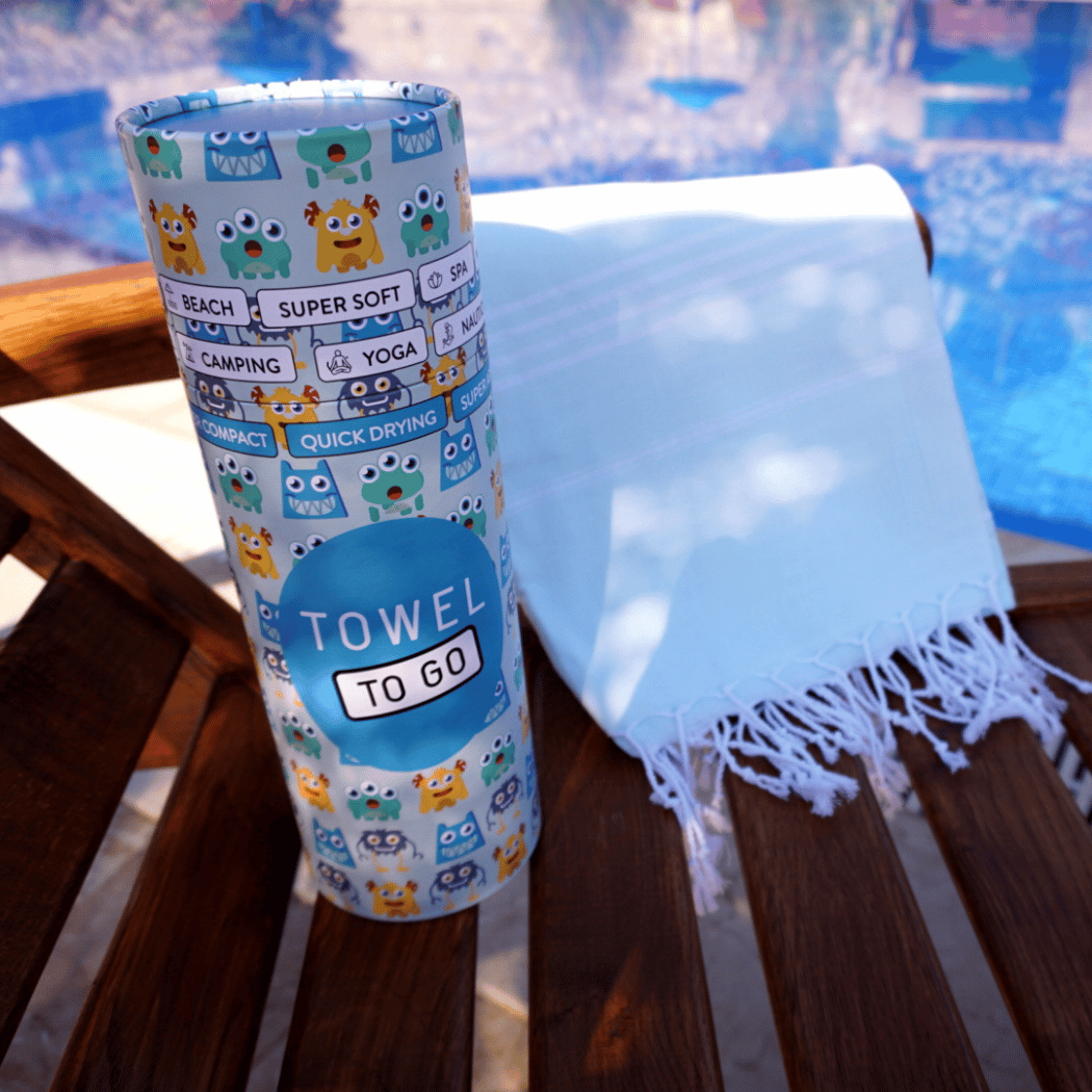 Kids Beach Pool Hammam Towel, Mint in Gift Box