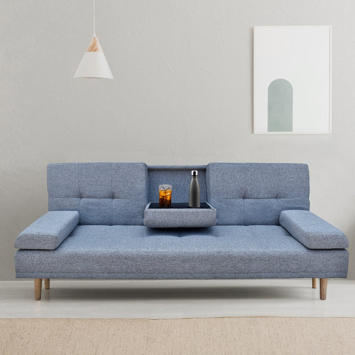 Casa Decor Mendoza 2 in 1 Sofa Bed Couch Grey Pull Down Cupholder 3