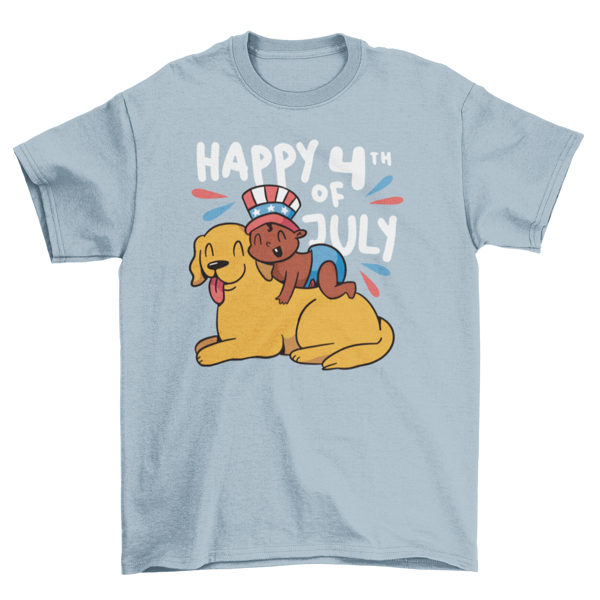 Baby and dog fourth of july t-shirt