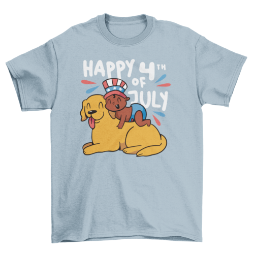 Baby and dog fourth of july t-shirt