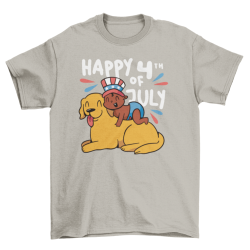 Baby and dog fourth of july t-shirt