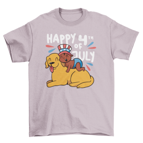 Baby and dog fourth of july t-shirt