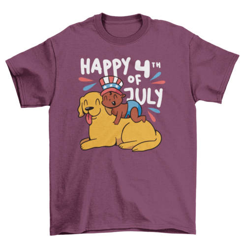 Baby and dog fourth of july t-shirt