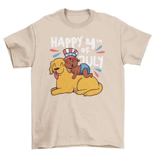 Baby and dog fourth of july t-shirt
