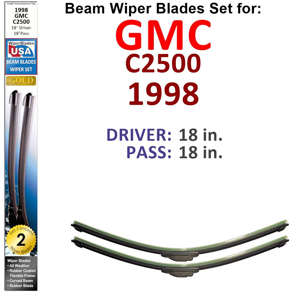 Beam Wiper Blades for 1998 GMC C2500 (Set of 2)