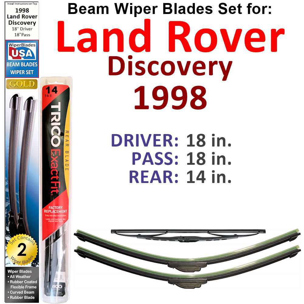Beam Wiper Blades for 1998 Land Rover Discovery (Set of 3)