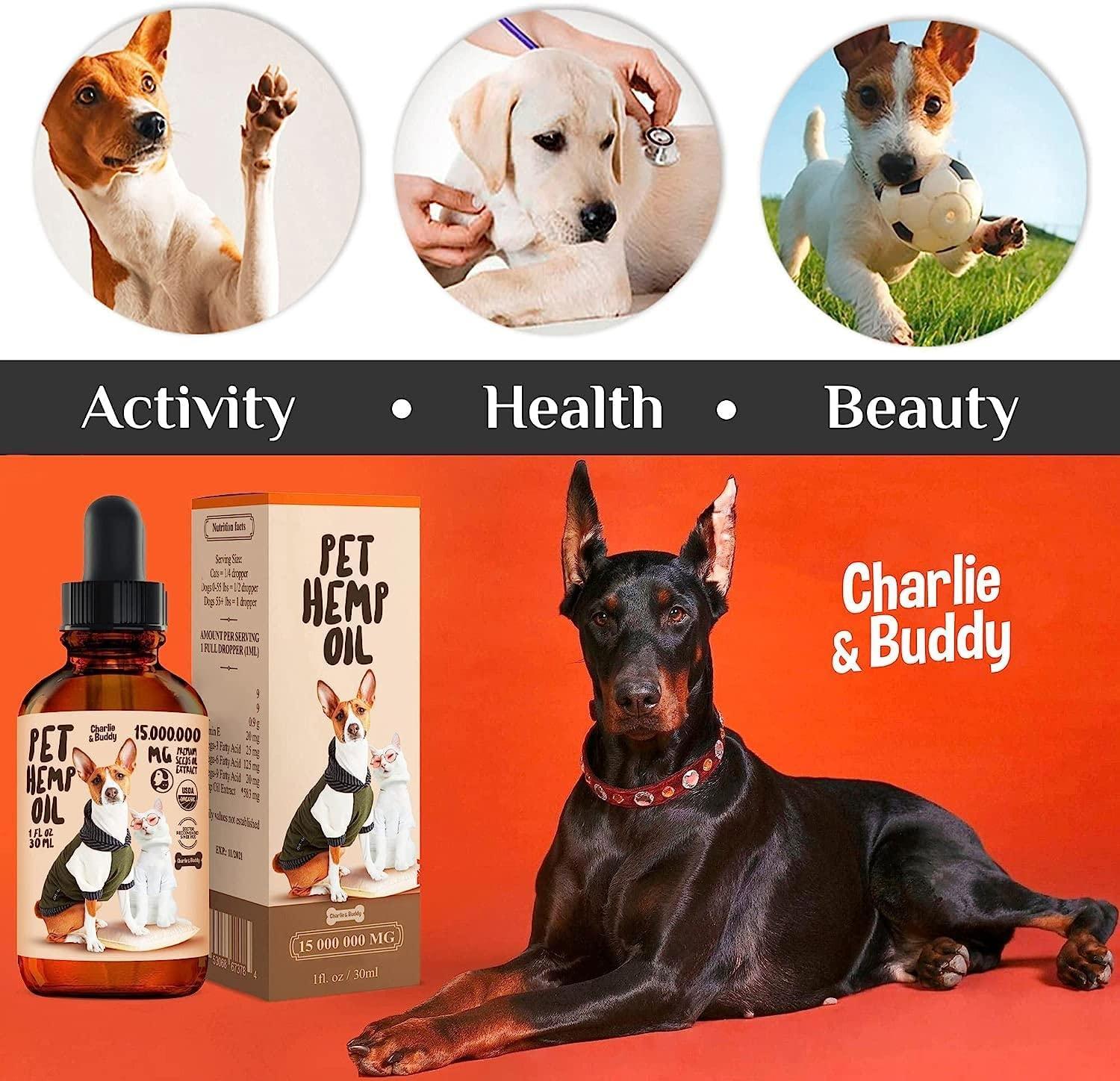 Charlie Buddy   H–µmp Oil for Dogs Cats   Hi—Ä and J–æint Supp–ært and