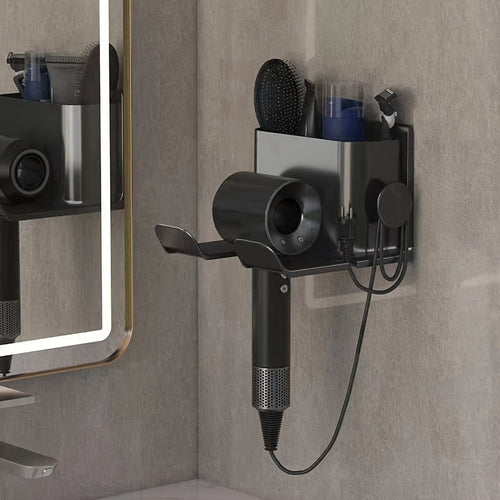 Sleek WallMounted Bathroom Organizer Rack with Smartphone Holder