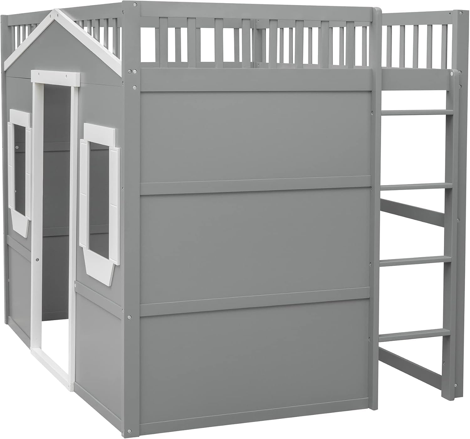 Full Playhouse Loft Bed with Window and Ladder