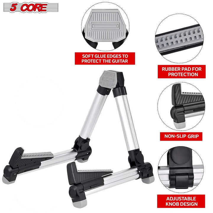 5Core Guitar Stand Floor Adjustable Aluminum a Frame Universal Folding