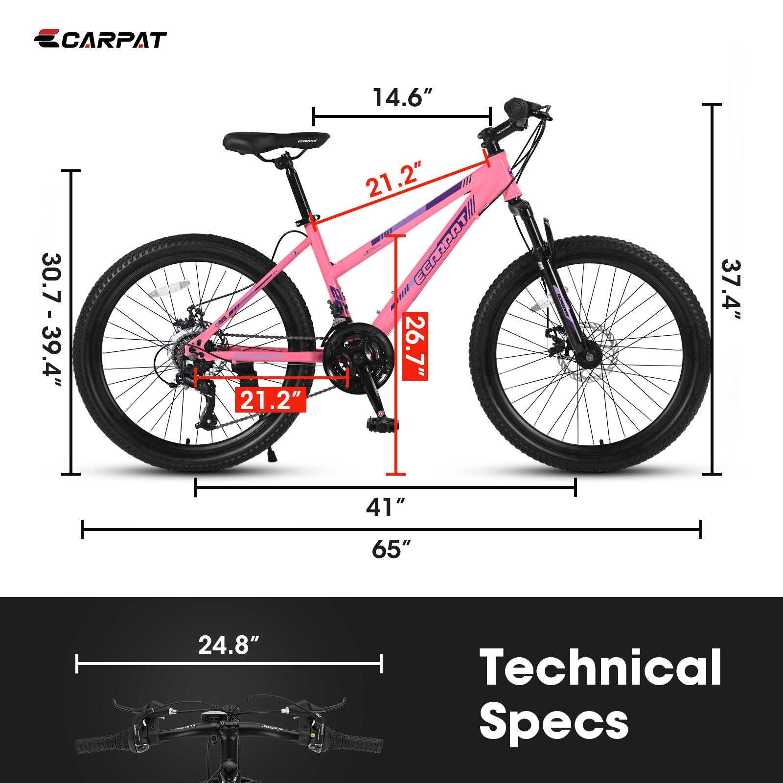 Carpat™ City-Cruizer – 26" Pink Trail Bike for Women & Teens