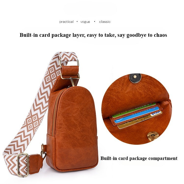 Pu Leather Women Chest Sling Bag