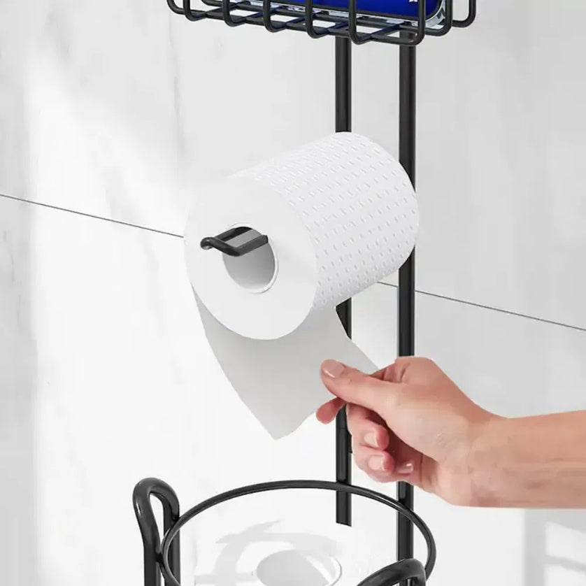Toilet Paper Holder With Shelf, Bathroom Freestanding Toilet Paper