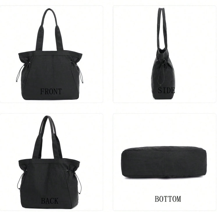 Side Drawstring Shopping Bag Lightweight Shoulder Bag Tote Bag 18L For