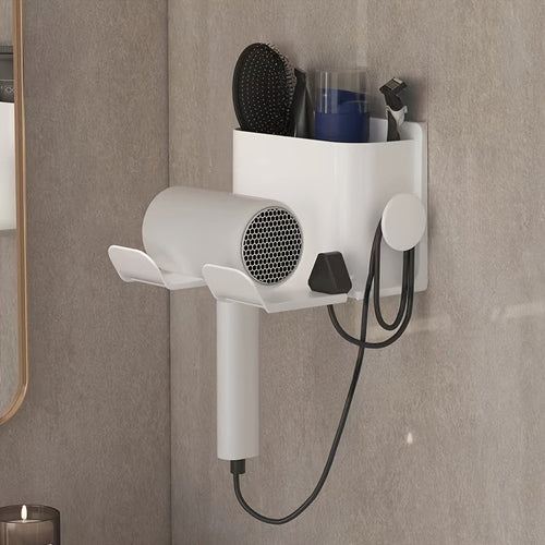 Sleek WallMounted Bathroom Organizer Rack with Smartphone Holder