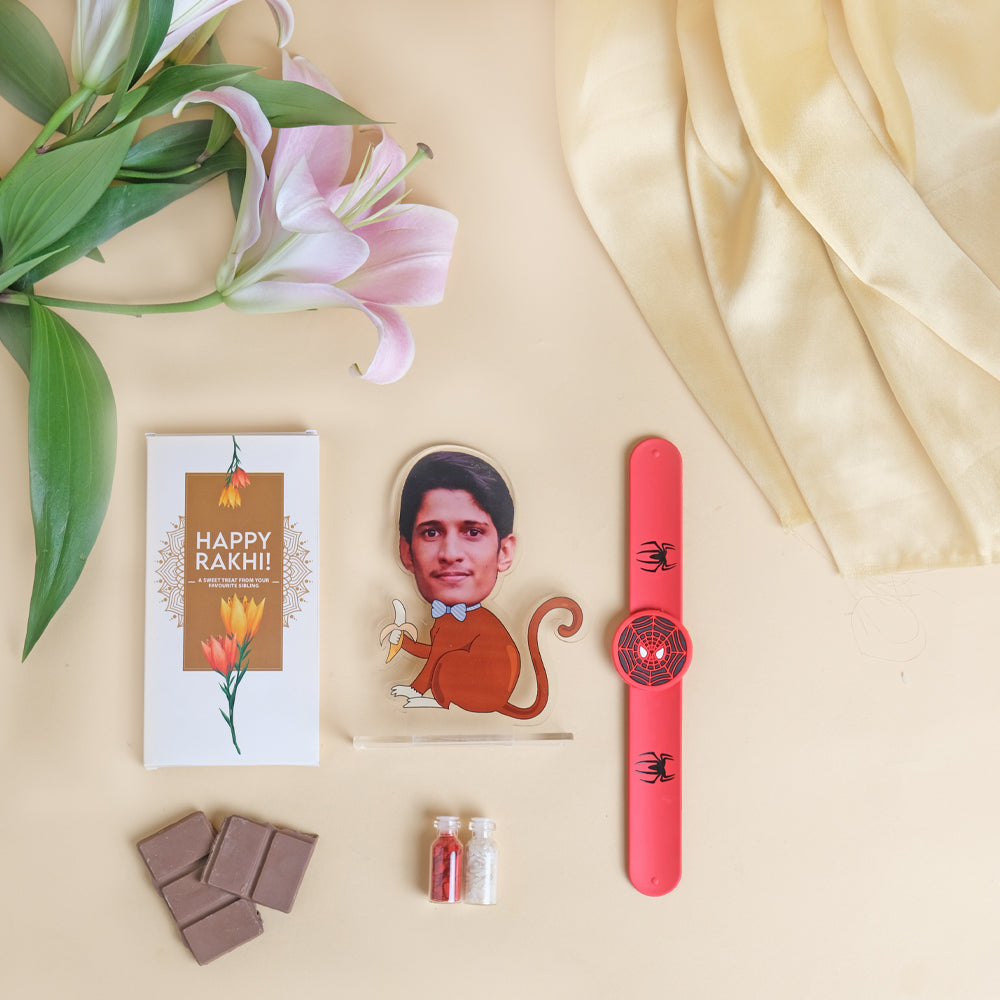 Kids rakhi Hamper - Personalized Cartoon Caricature, Chocolate &
