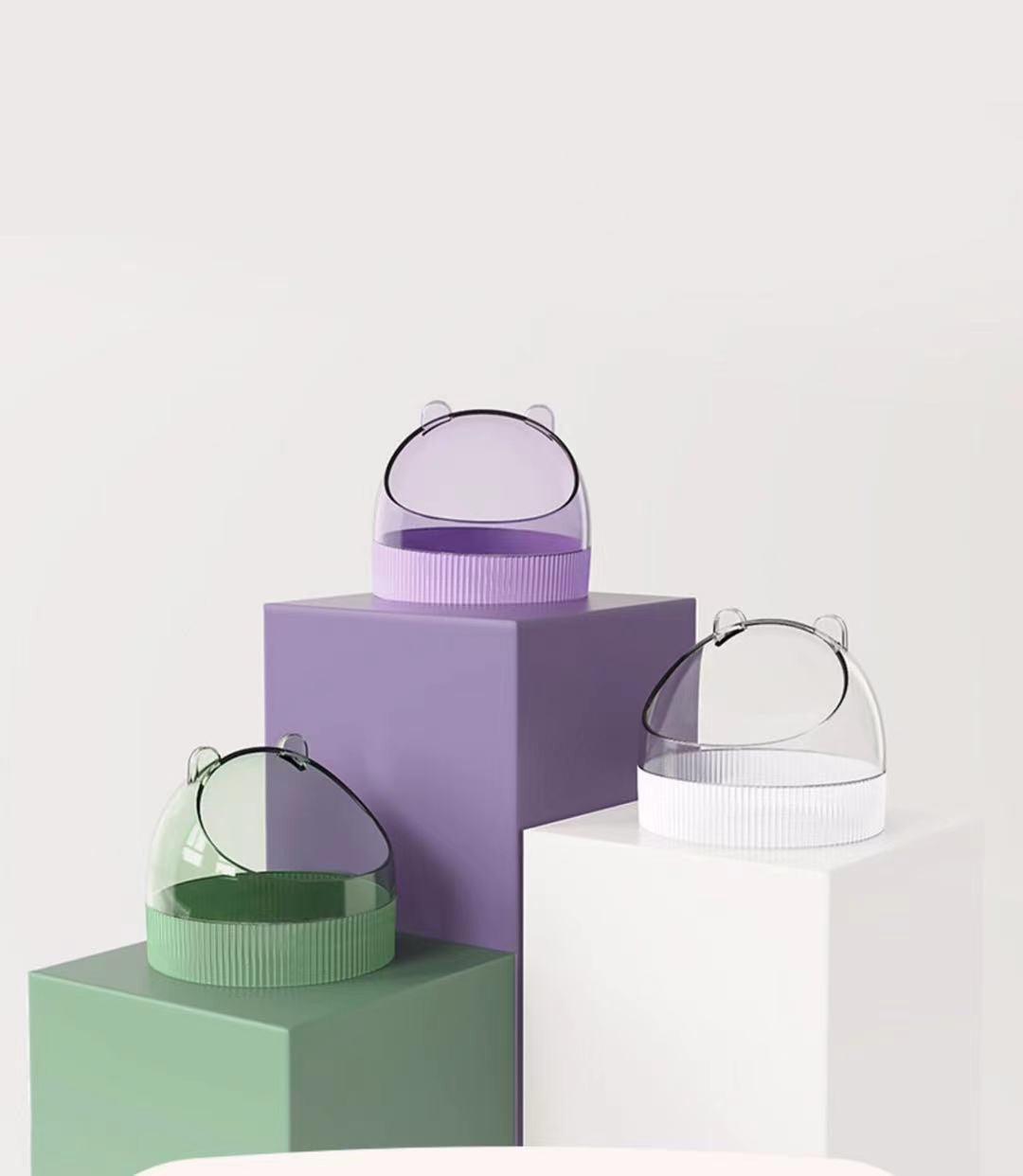 Colorful Candy Acrylic Hamster Food Basin With Gold Wire Feeder