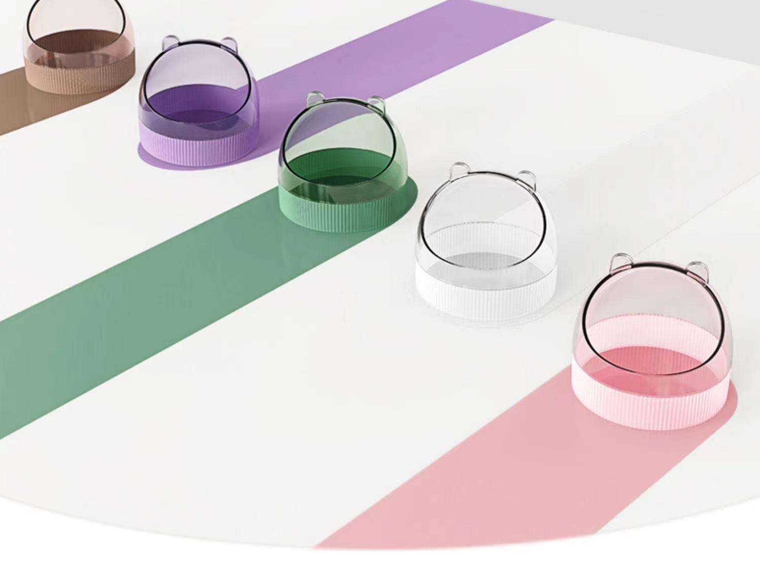 Colorful Candy Acrylic Hamster Food Basin With Gold Wire Feeder