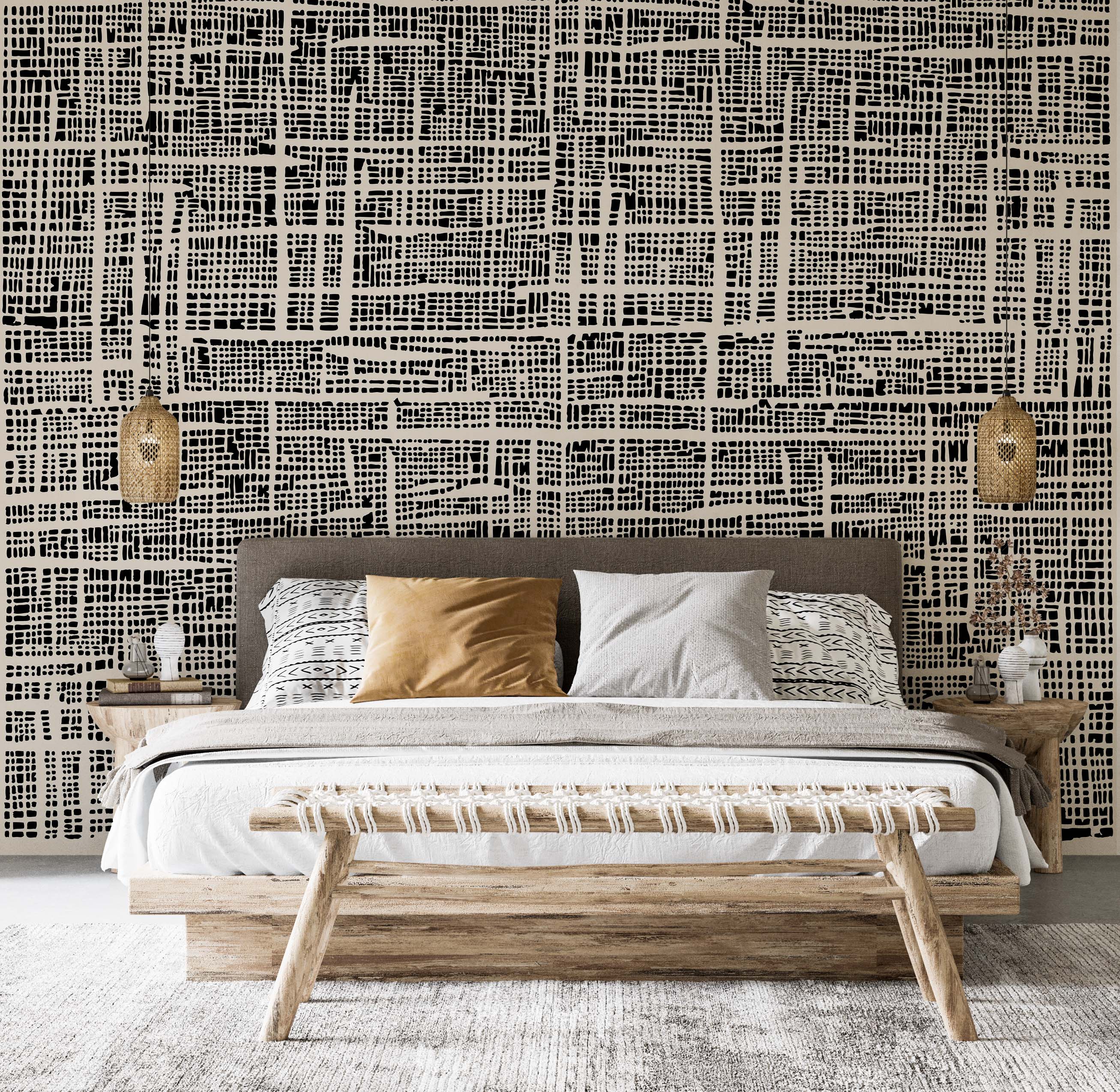 Black and beige Plaid wallpaper