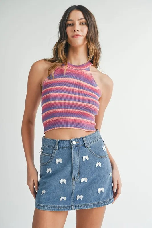 MABLE Space Dye Grecian Neck Knit Cami