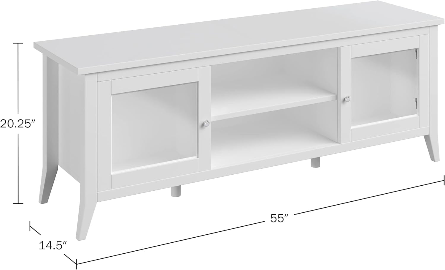 TV Stand - 55-Inch Storage Cabinet with 2 Cubbies and 2 Shelves -
