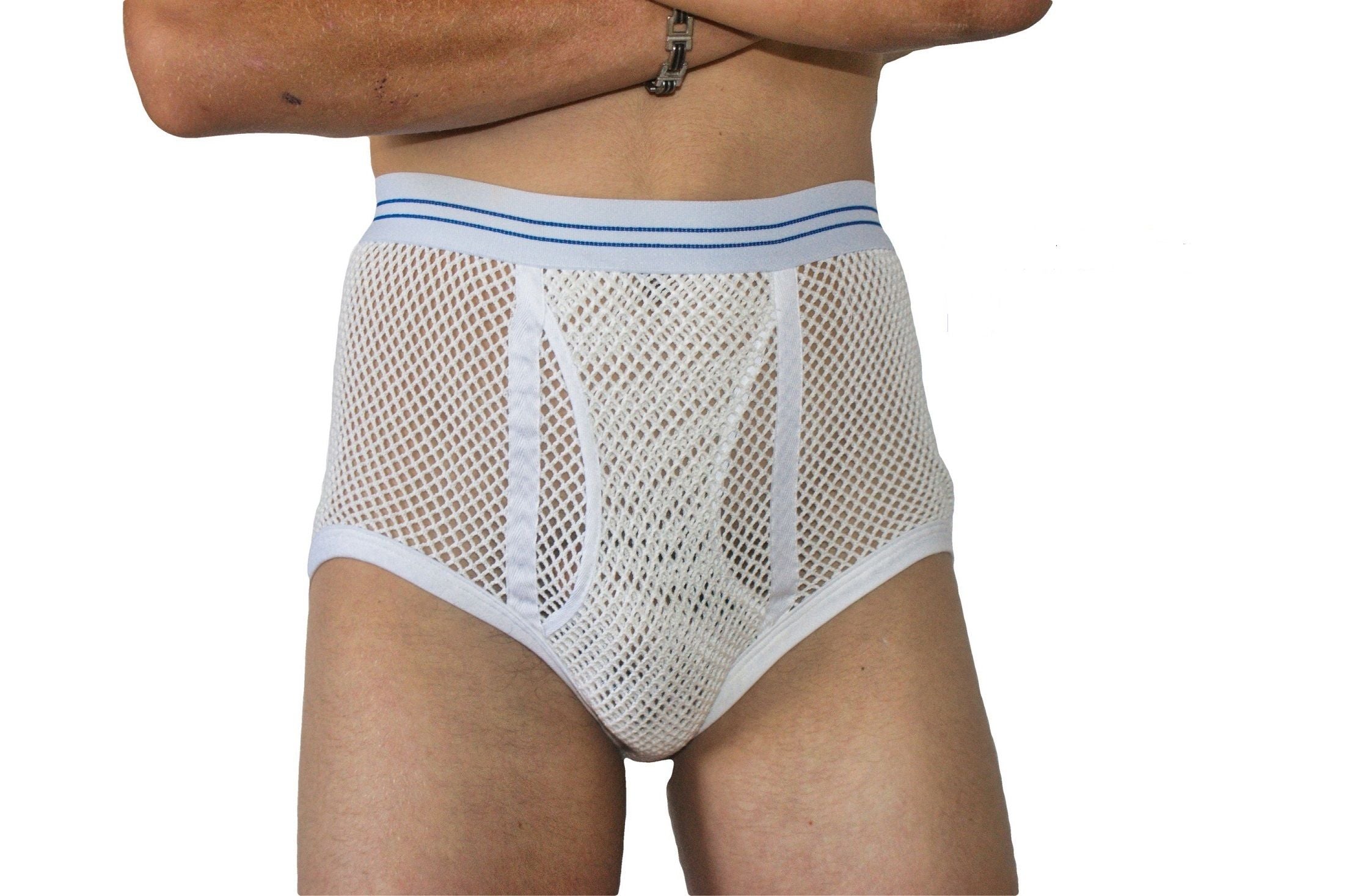 Mens Classic Underwear Underpants with double seat and A front panel