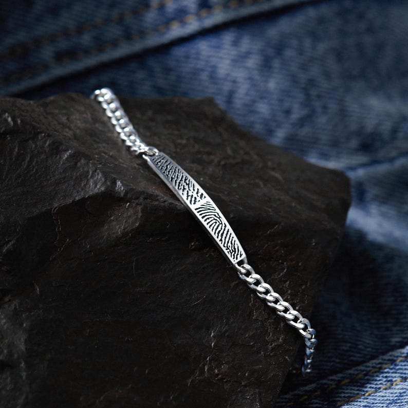 Dual Fingerprint Bracelet, Father of 2, Custom Dad Bracelet