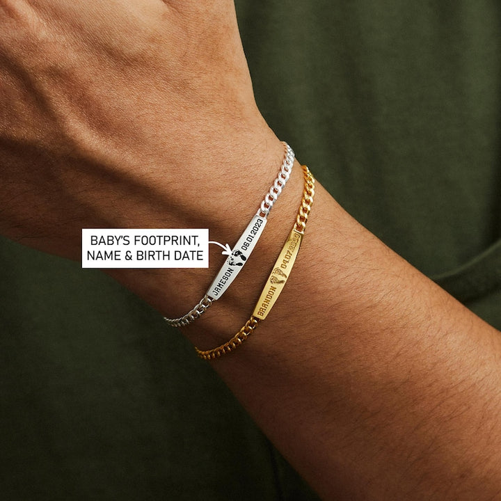 Baby Loss Gift For Dad, Custom Footprint Bracelet