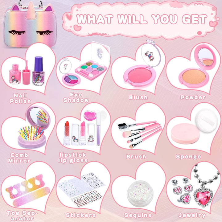 Children's Makeup Set for Girls, 31 Pieces, Washable, Real Children's