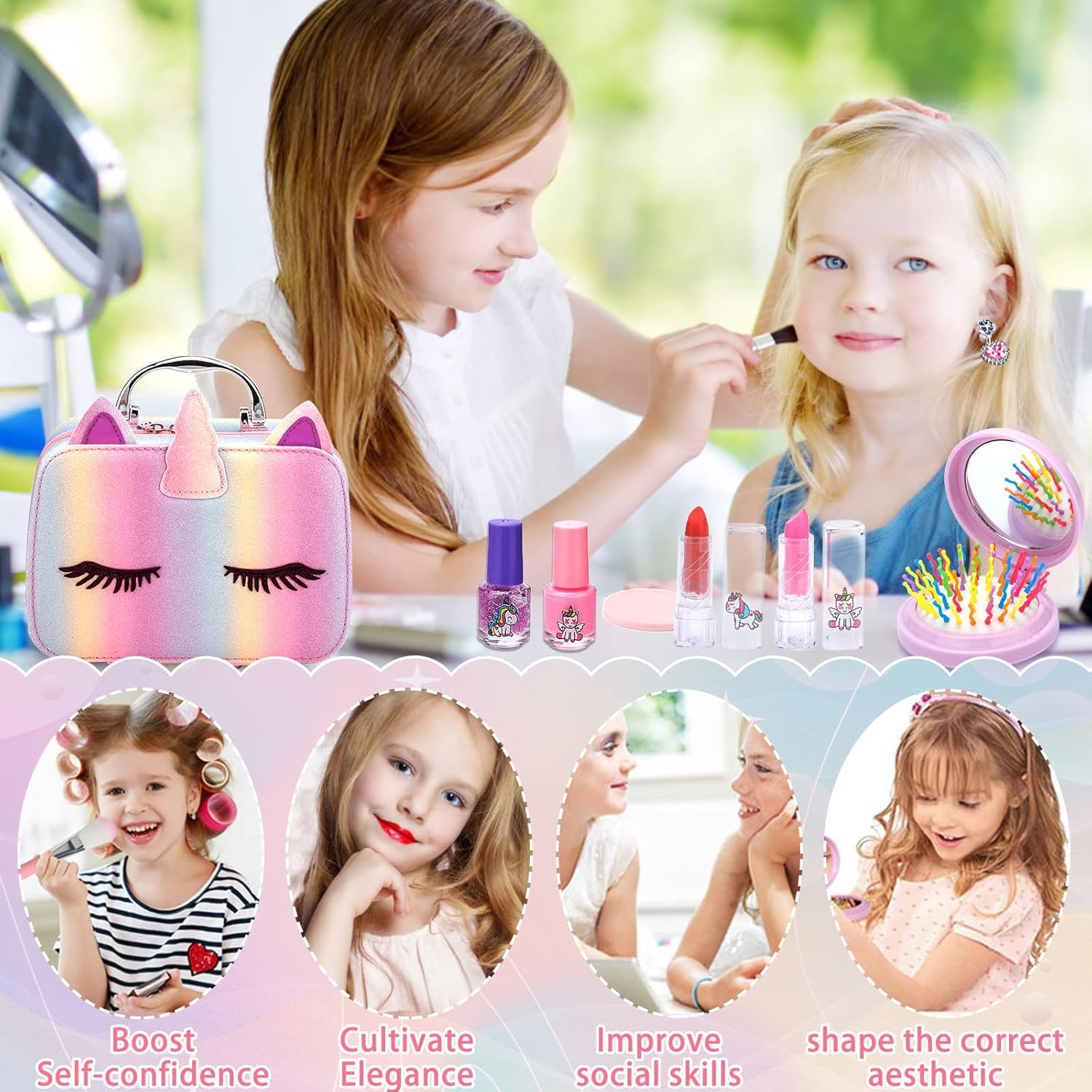 Children's Makeup Set for Girls, 31 Pieces, Washable, Real Children's